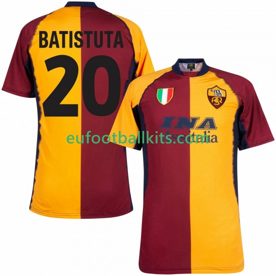 AS Roma Batistuta 20 Retro Home Football Shirts 2000 2001 Men LS