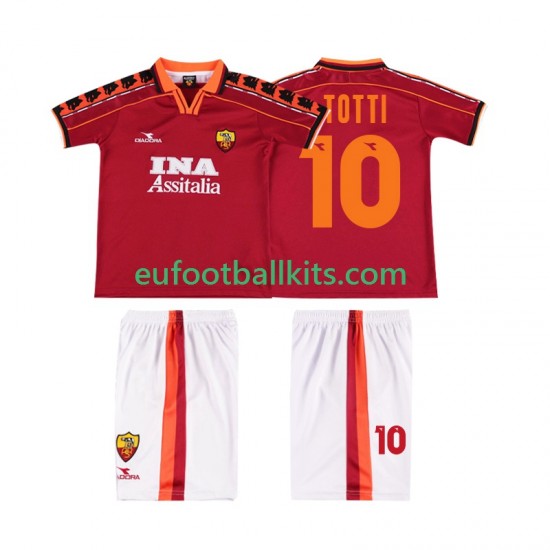AS Roma TOTTI 10 Retro Home Football Shirts 1998 1999 Kids LS