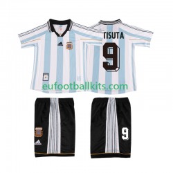 Argentina BATISUTA 9 Retro Home Football Shirts 1998 Kids LS