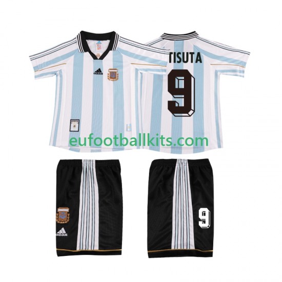 Argentina BATISUTA 9 Retro Home Football Shirts 1998 Kids LS