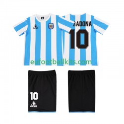 Argentina MARADONA 10 Retro Home Football Shirts 1986 Kids LS