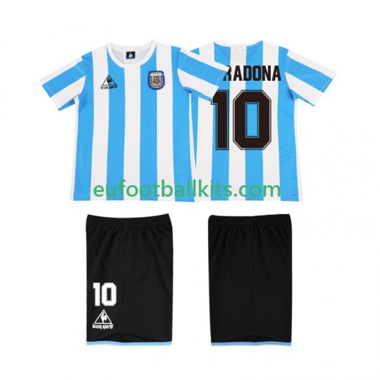 Argentina MARADONA 10 Retro Home Football Shirts 1986 Kids LS