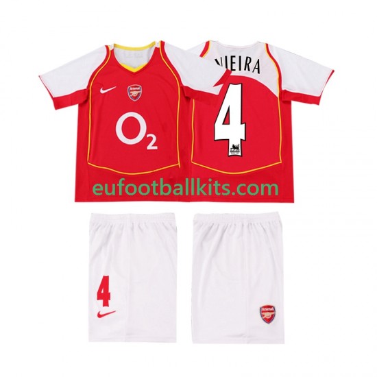 Arsenal VIEIRA 4 Retro Home Football Shirts 2004 2005 Kids LS