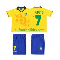 Brazil BEBETO 7 Retro Home Football Shirts 1994 Kids LS