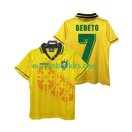 Brazil BEBETO 7 Retro Home Football Shirts 1994 Men LS