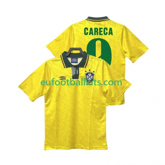 Brazil CARECA 9 Retro Home Football Shirts 1991 1993 Men LS