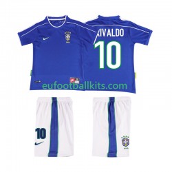 Brazil RIVALDO 10 Retro Away Football Shirts 1998 Kids LS