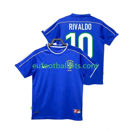 Brazil RIVALDO 10 Retro Away Football Shirts 1998 Men LS