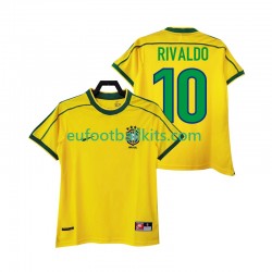 Brazil RIVALDO 10 Retro Home Football Shirts 1998 Men LS