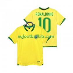 Brazil RONALDINHO 10 Retro Home Football Shirts 2006 Men LS