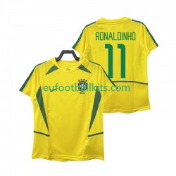 Brazil RONALDINHO 11 Retro Home Football Shirts 2002 Men LS