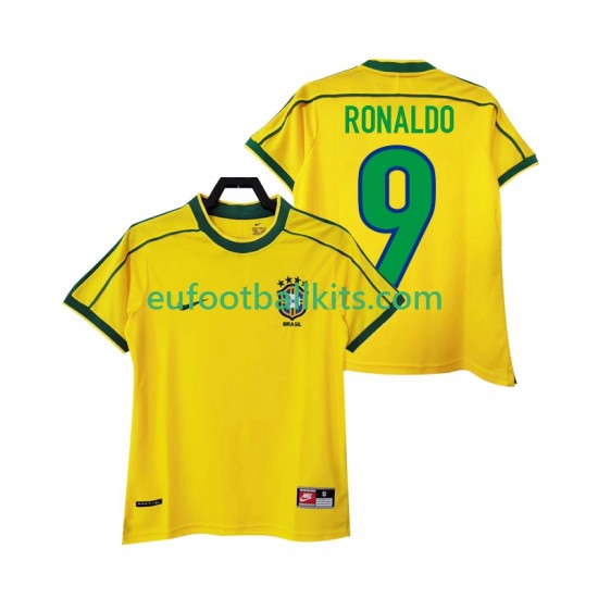 Brazil RONALDO 9 Retro Home Football Shirts 1998 Men LS