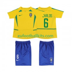 Brazil Roberto Carlos 6 Retro Home Football Shirts 2002 Kids LS