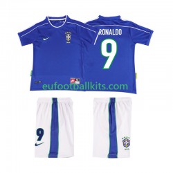 Brazil Ronaldo 9 Retro Away Football Shirts 1998 Kids LS