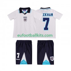 England Beckham 7 Retro Home Football Shirts 1996 Kids LS