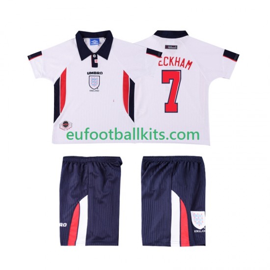 England Beckham 7 Retro Home Football Shirts 1998 Kids LS
