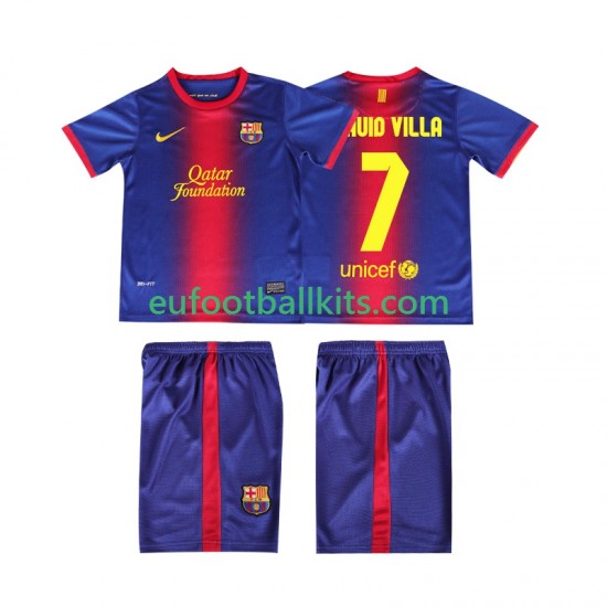 FC Barcelona DAUID VILLA 7 Retro Home Football Shirts 2012 2013 Kids LS