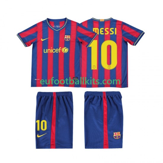 FC Barcelona Lionel Messi 10 Retro Home Football Shirts 2009 2010 Kids LS