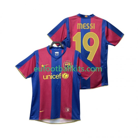 FC Barcelona Lionel Messi 19 Retro Home Football Shirts 2007 2008 Men LS