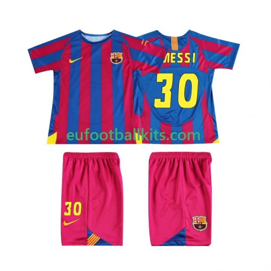 FC Barcelona Lionel Messi 30 Retro Home Football Shirts Champions League 2005 2006 Kids LS