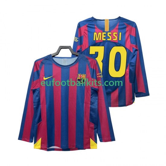 FC Barcelona Lionel Messi 30 Retro Home Football Shirts Champions League 2005 2006 Men SS