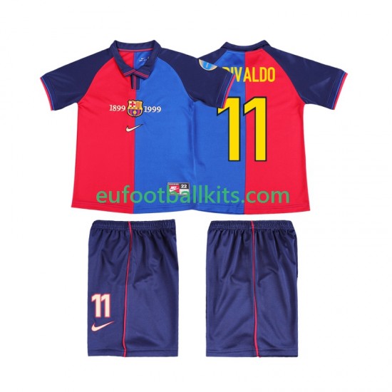 FC Barcelona RIVALDO 11 Retro Home Football Shirts 1999 2000 Kids LS