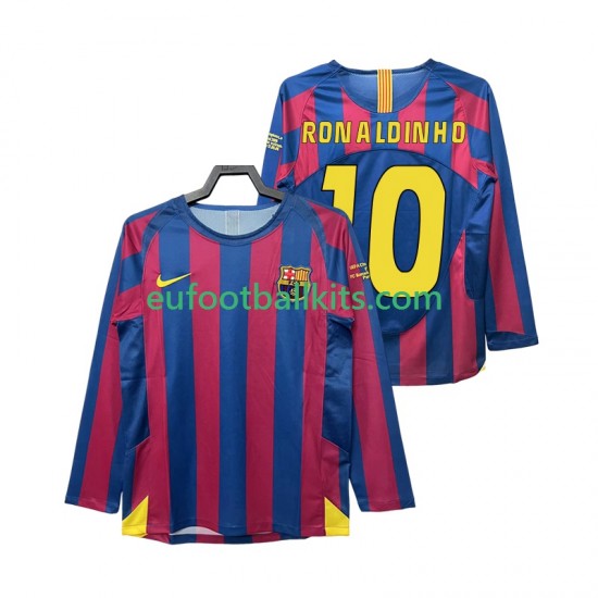 FC Barcelona RONALDINHO 10 Retro Home Football Shirts Champions League 2005 2006 Men SS