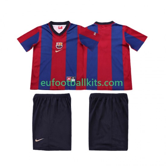FC Barcelona Retro Home Football Shirts 1998 1999 Kids LS