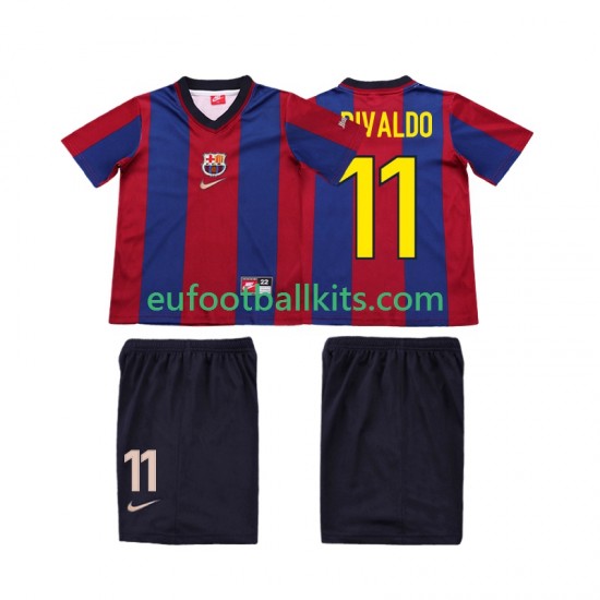 FC Barcelona Ronaldo 11 Retro Home Football Shirts 1998 1999 Kids LS