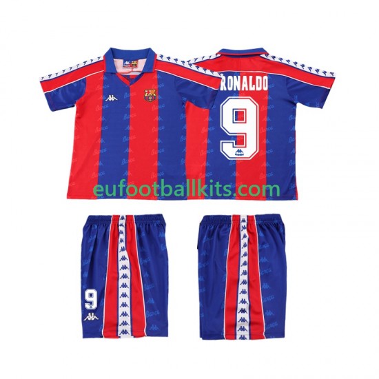 FC Barcelona Ronaldo 9 Retro Home Football Shirts 1992 1995 Kids LS