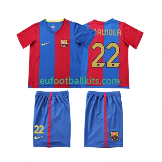 FC Barcelona SAUIOLA 22 Retro Home Football Shirts 2006 2007 Kids LS
