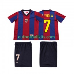 FC Barcelona SAVIOLA 7 Retro Home Football Shirts 1998 1999 Kids LS