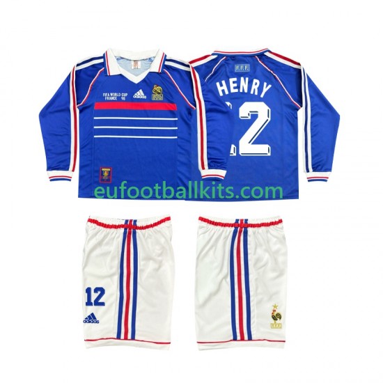 France Henry 12 Retro Home Football Shirts 1998 Kids SS