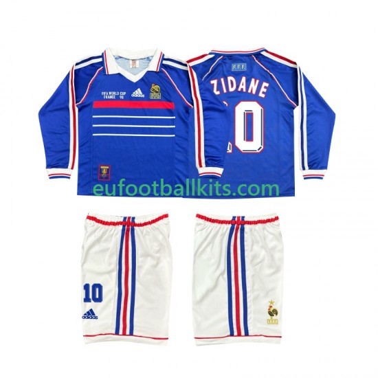 France ZINANE 10 Retro Home Football Shirts 1998 Kids SS