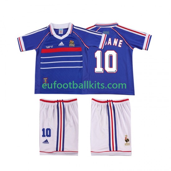 France ZINANE 10 Retro Home Football Shirts 1998 Kids LS