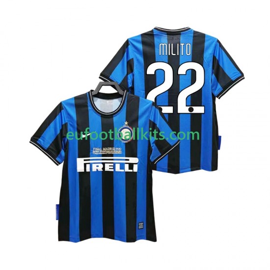 Inter Milan MILITO 22 Retro Home Football Shirts 2009 2010 Men LS