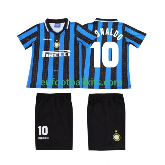 Inter Milan Ronaldo 10 Retro Home Football Shirts 1997 1998 Kids LS