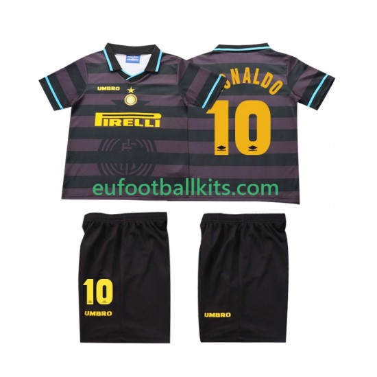 Inter Milan Ronaldo 10 Retro Third Football Shirts 1997 1998 Kids LS