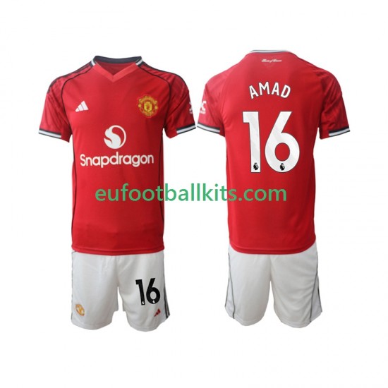 Manchester United Amad Diallo 16 Home Football Shirts 2025-2026 Kids LS