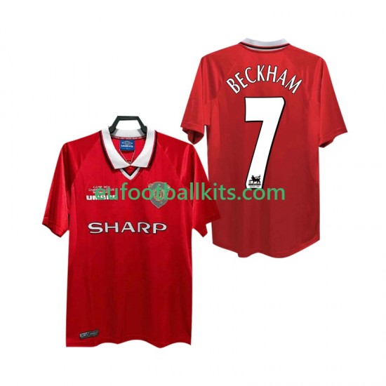 Manchester United BECKHAM 7 Retro Home Football Shirts 1999 2000 Men LS