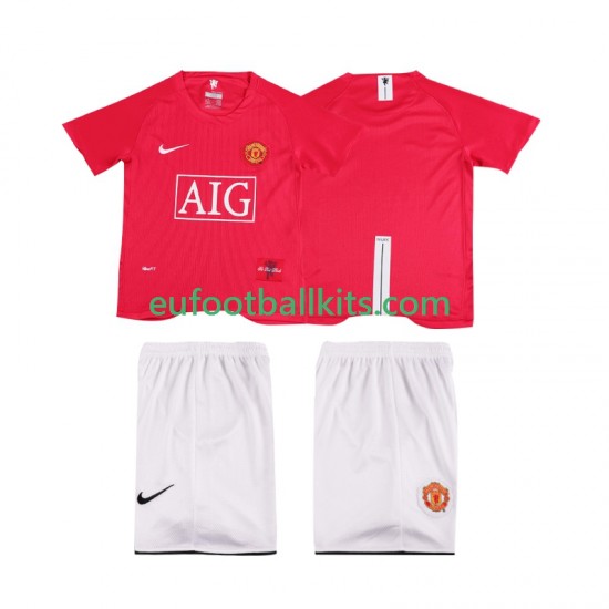 Manchester United Home Football Shirts Retro Premier League 2007 2008 Kids LS