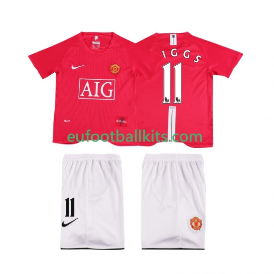 Manchester United GIGGS 11 Home Football Shirts Retro Premier League 2007 2008 Kids LS
