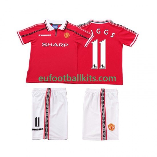 Manchester United Giggs 11 Retro Home Football Shirts 1998 1999 Kids LS