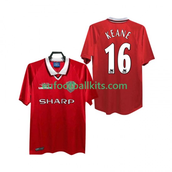 Manchester United Keane 16 Retro Home Football Shirts 1999 2000 Men LS