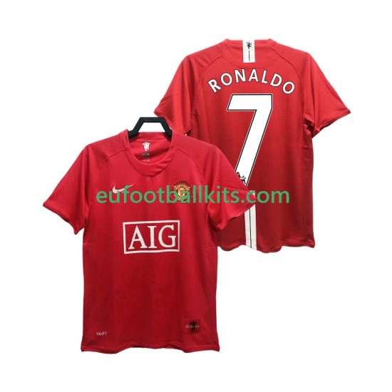 Manchester United RONALDO 7 Retro Home Football Shirts Premier League 2007 2008 Men LS