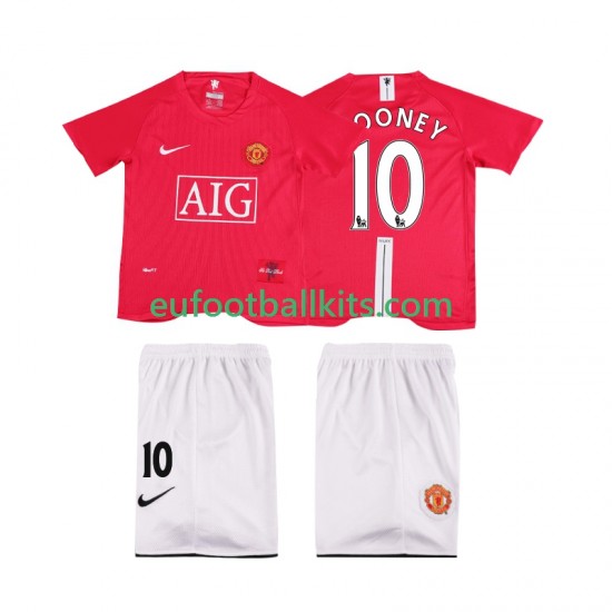 Manchester United ROONEY 10 Home Football Shirts Retro Premier League 2007 2008 Kids LS