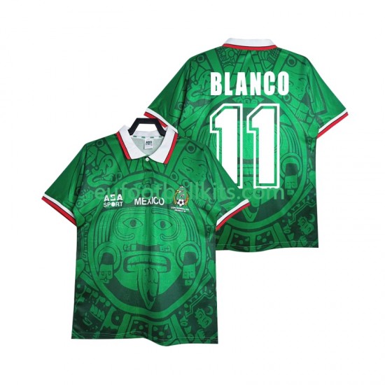 Mexico BLANCO 11 Retro Home Football Shirts 1998 Men LS