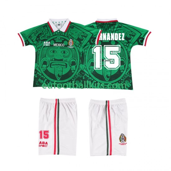 Mexico HERNANDEZ 15 Retro Home Football Shirts 1998 Kids LS
