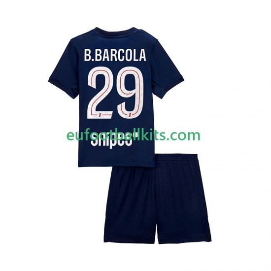 Paris Saint Germain Bradley Barcola 29 Home Football Shirts 2025-2026 Kids LS