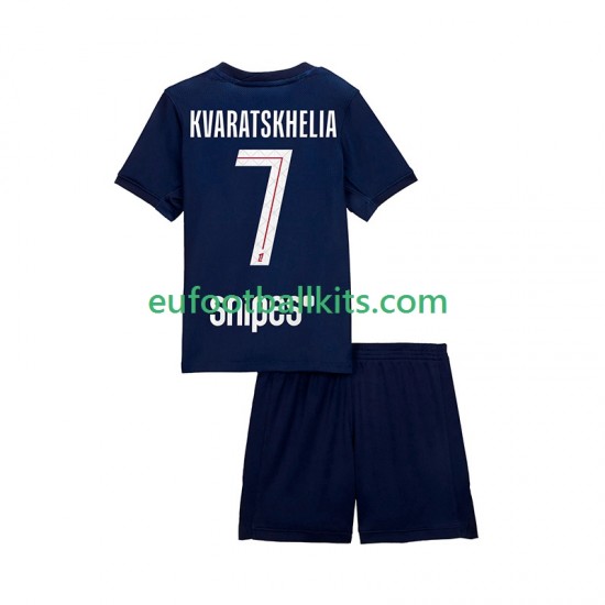 Paris Saint Germain Khvicha Kvaratskhelia 7 Home Football Shirts 2025-2026 Kids LS